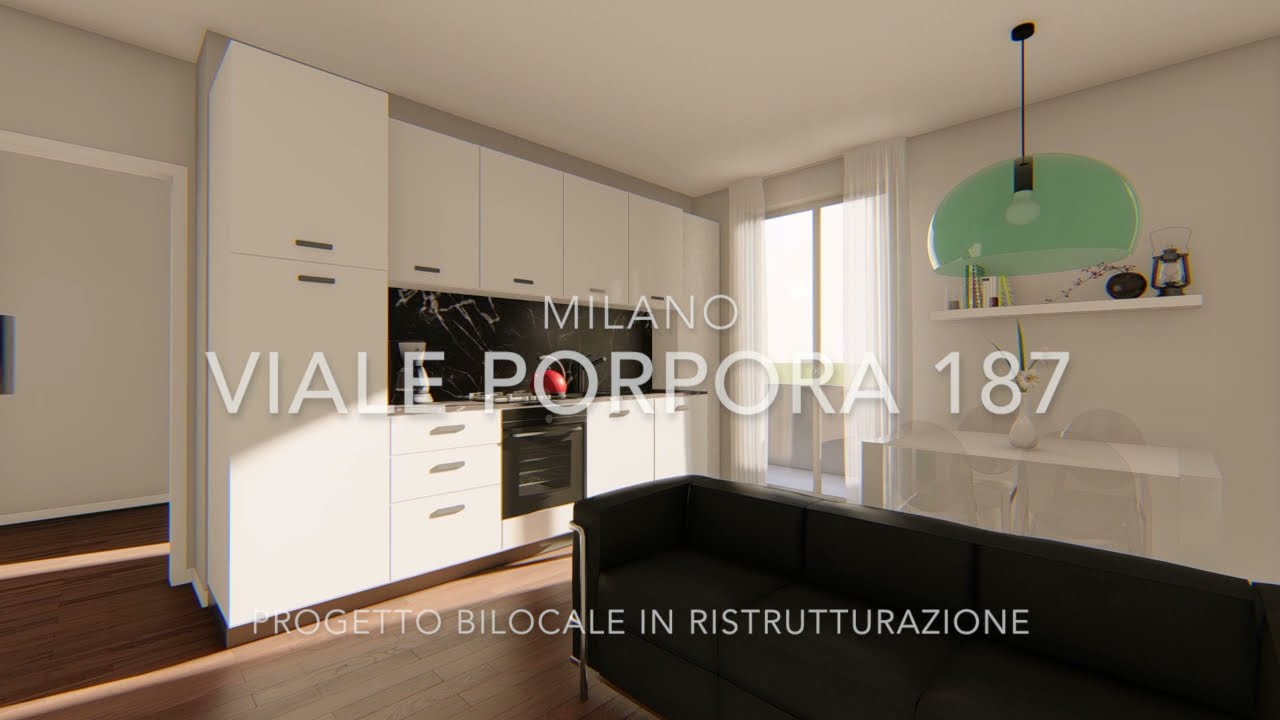 Progetto bilocale viale Porpora 187 - video render