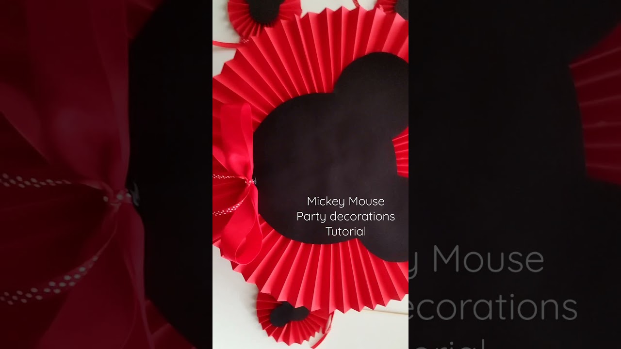 Mickey mouse paper party decorations. How to make paper fan, paper decor, paper rosette