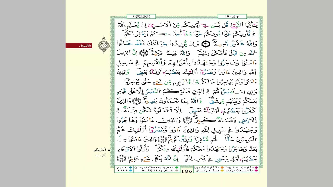 الثمن 3 من الحزب 19 مكرر 7 مرات من المصحف المصور برواية ورش عن نافع للقارئ الشيخ العيون الكوشي