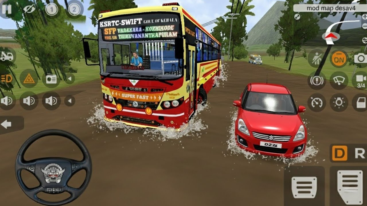 KSRTC Swift Super Fast Bus Battling Heavy Rain and Muddy Roads