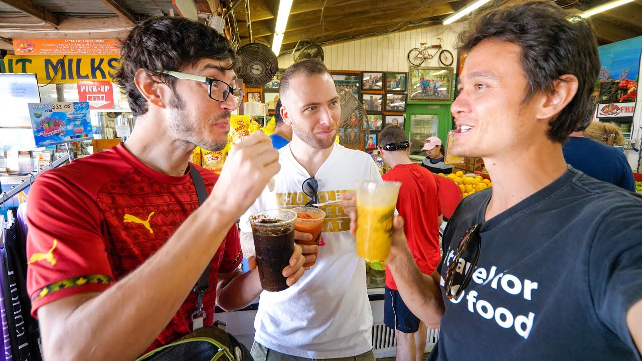 American Food!! EXOTIC FRUIT SHAKES + Gator Kebabs! 🐊 EVERGLADES - Florida, USA!