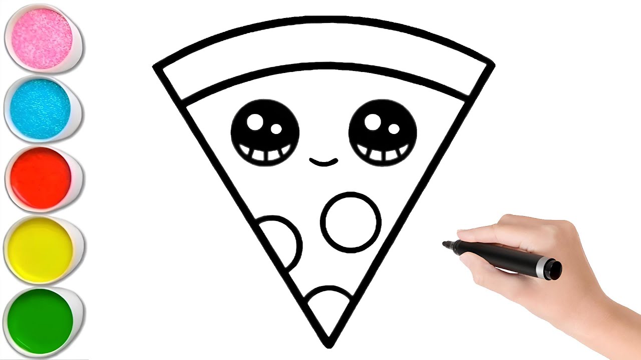 &Ccedil;ocuklar İ&ccedil;in Kolay Pizza Resim &Ccedil;izim ve Boyama Videosu, Sevimli Resim &Ccedil;izim Ve Boyamalar
