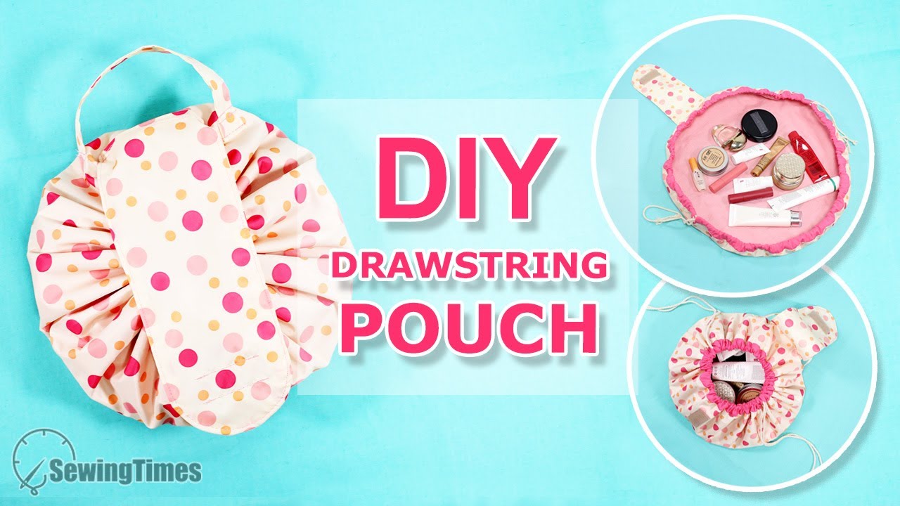 DIY ROUND DRAWSTRING POUCH | Portable Makeup Bag Easy Tutorial [sewingtimes]