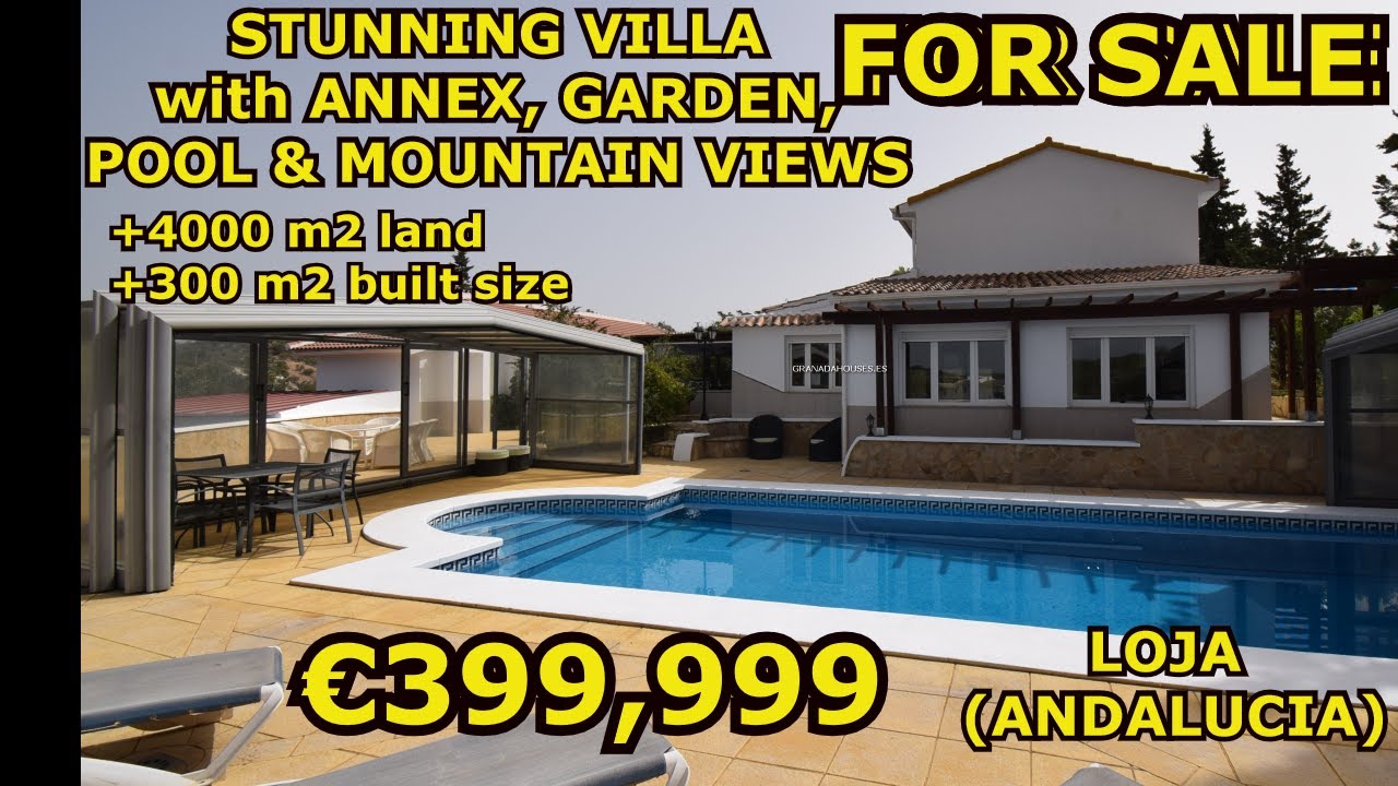 €399.000-FANTASTIC COUNTRY VILLA with ANNEX, GARDEN, POOL & NICE VIEWS, FOR SALE IN LOJA, ANDALUCIA