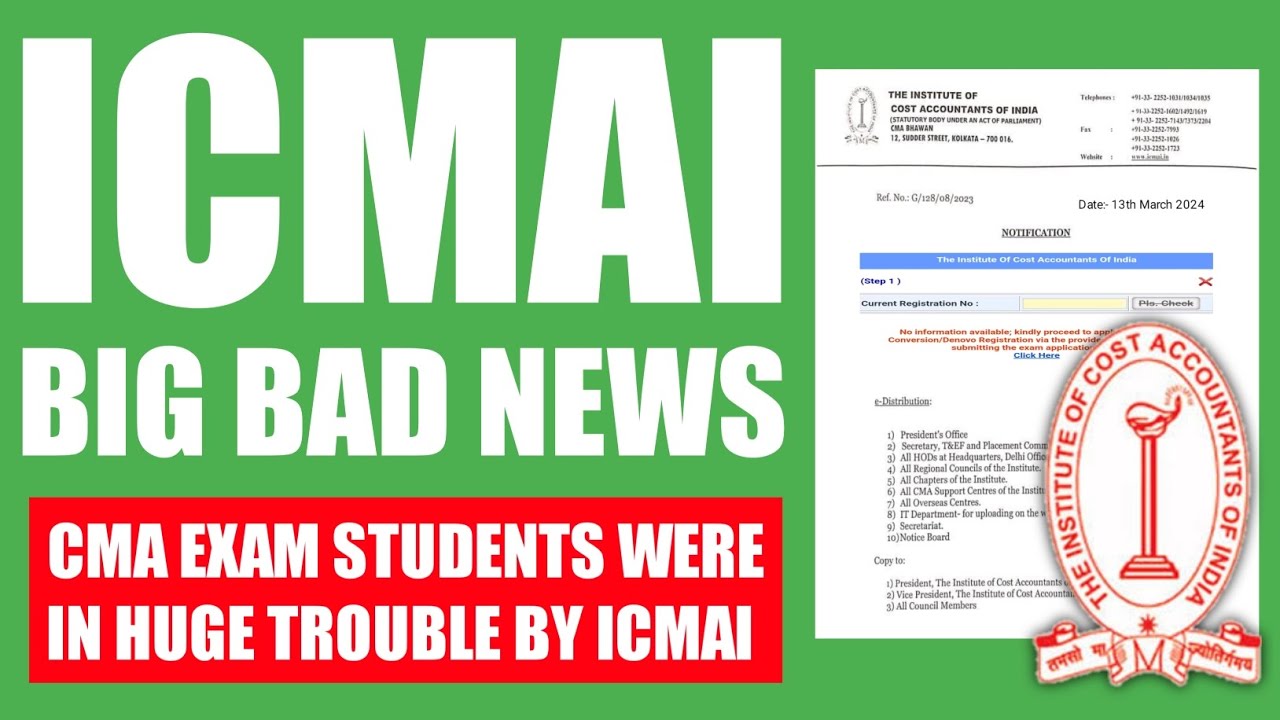 ICMAI Big Bad News on CMA Exam June 2024 | CMA Exam Students Were In Trouble By ICMAI | Don't Skip