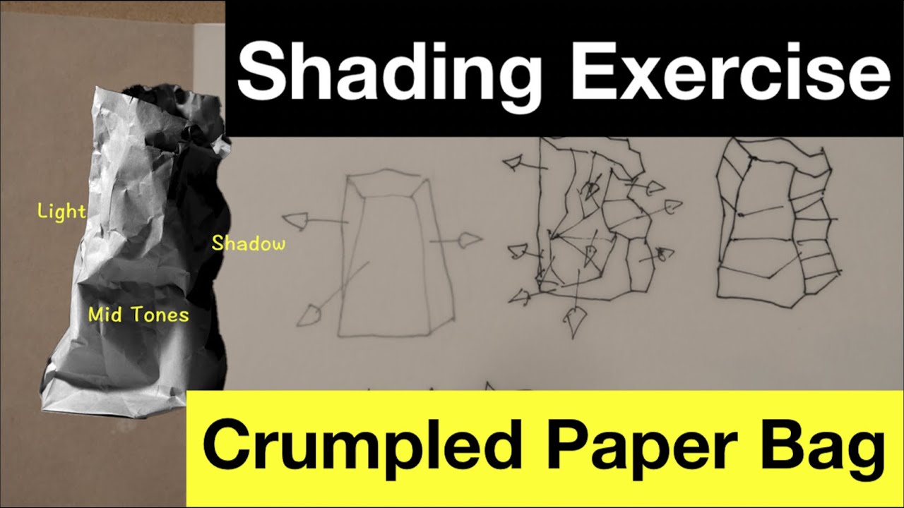 Pen & Ink Shading Exercise | How to shade a crumpled paper bag