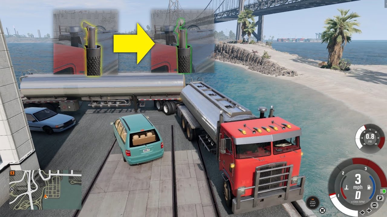 BeamNG Drive - Gavril T Series (Kenworth K100) with Tandem Tanker Trailer GamePlay