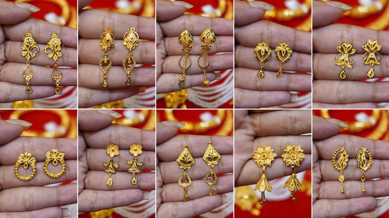 Gold earrings tops designs for daily use/1 gram gold earrings designs/Gold stud earrings design 2026