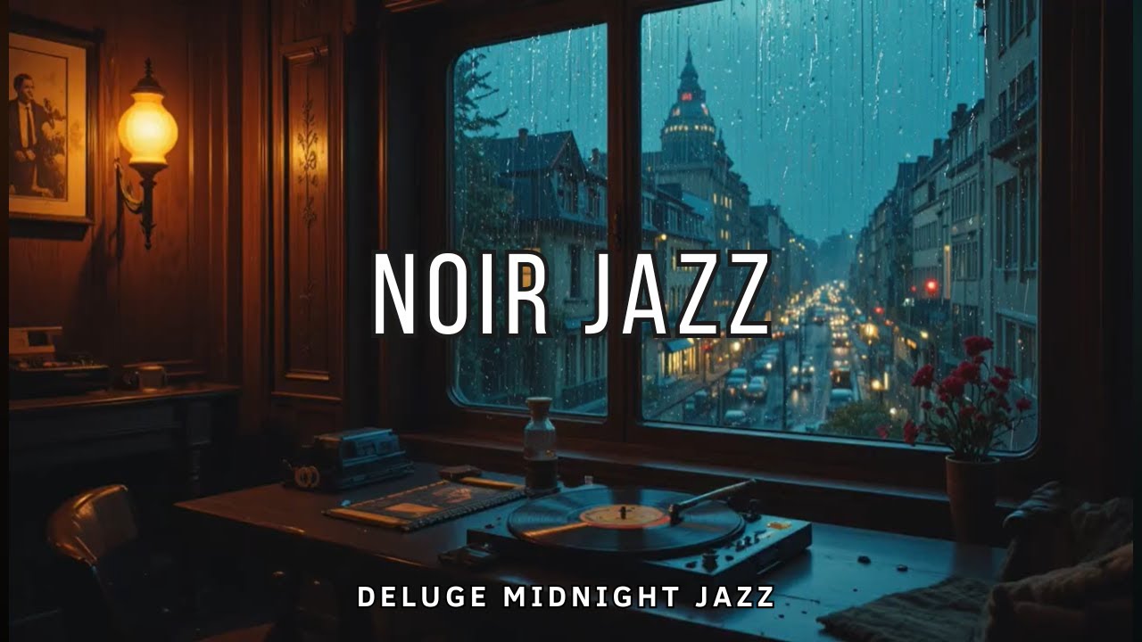 Rainy City Noir Jazz 🌧️ Midnight Window Ambience | Deluge Midnight Jazz