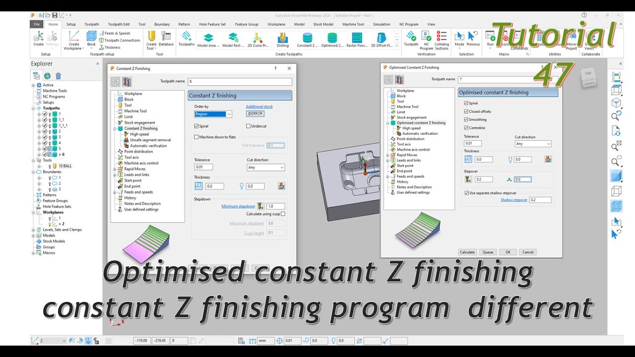 autodesk powermill  optimised constant z finishing tutorial | powermill constant z tutorial in hindi