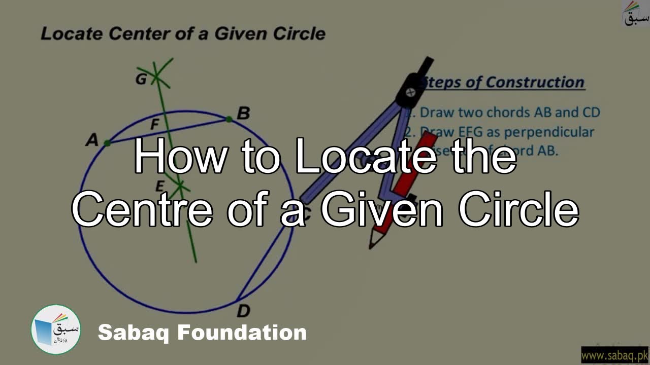 How to Locate the Centre of a Given Circle, Math Lecture | Sabaq.pk
