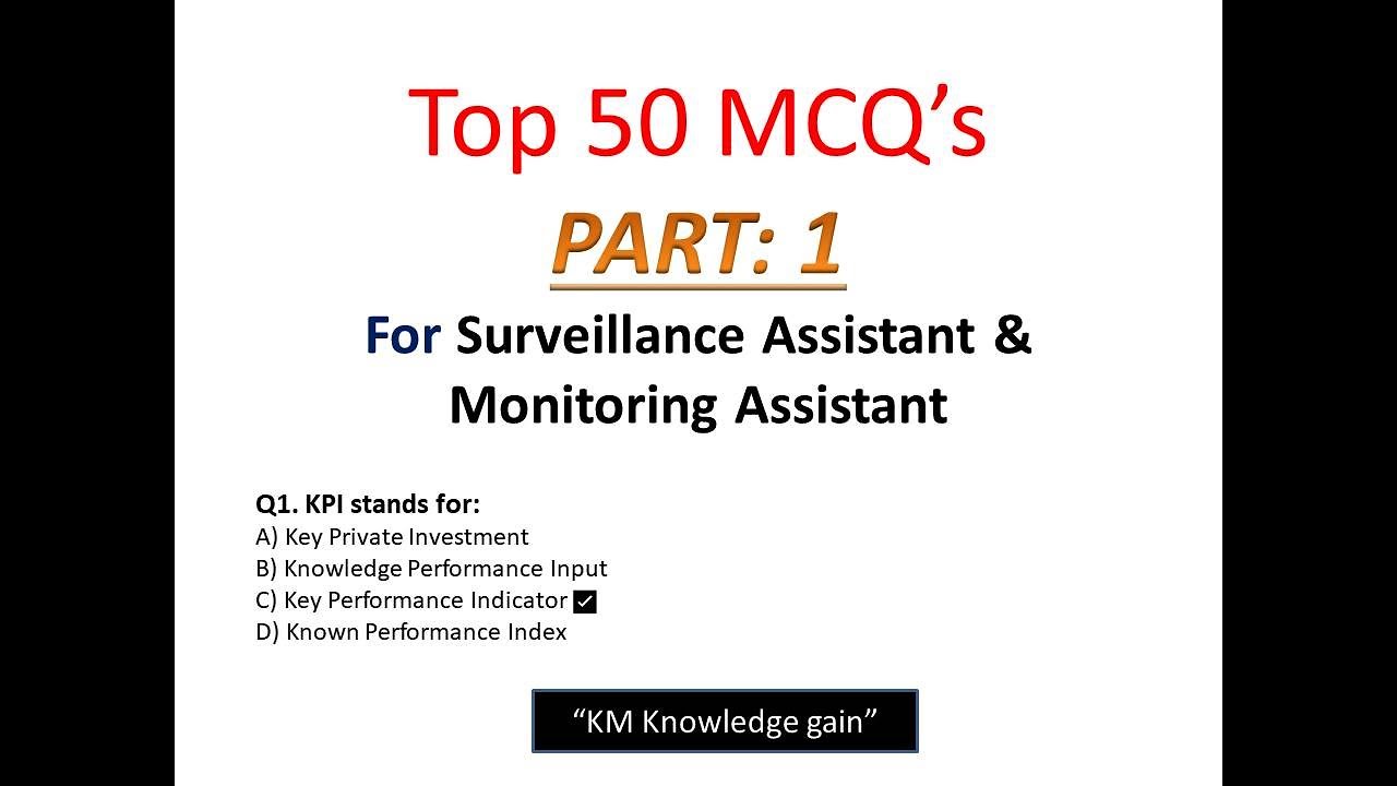 Most Important MCQs | Surveillance Assistant & Monitoring Assistant Test Preparation 2025