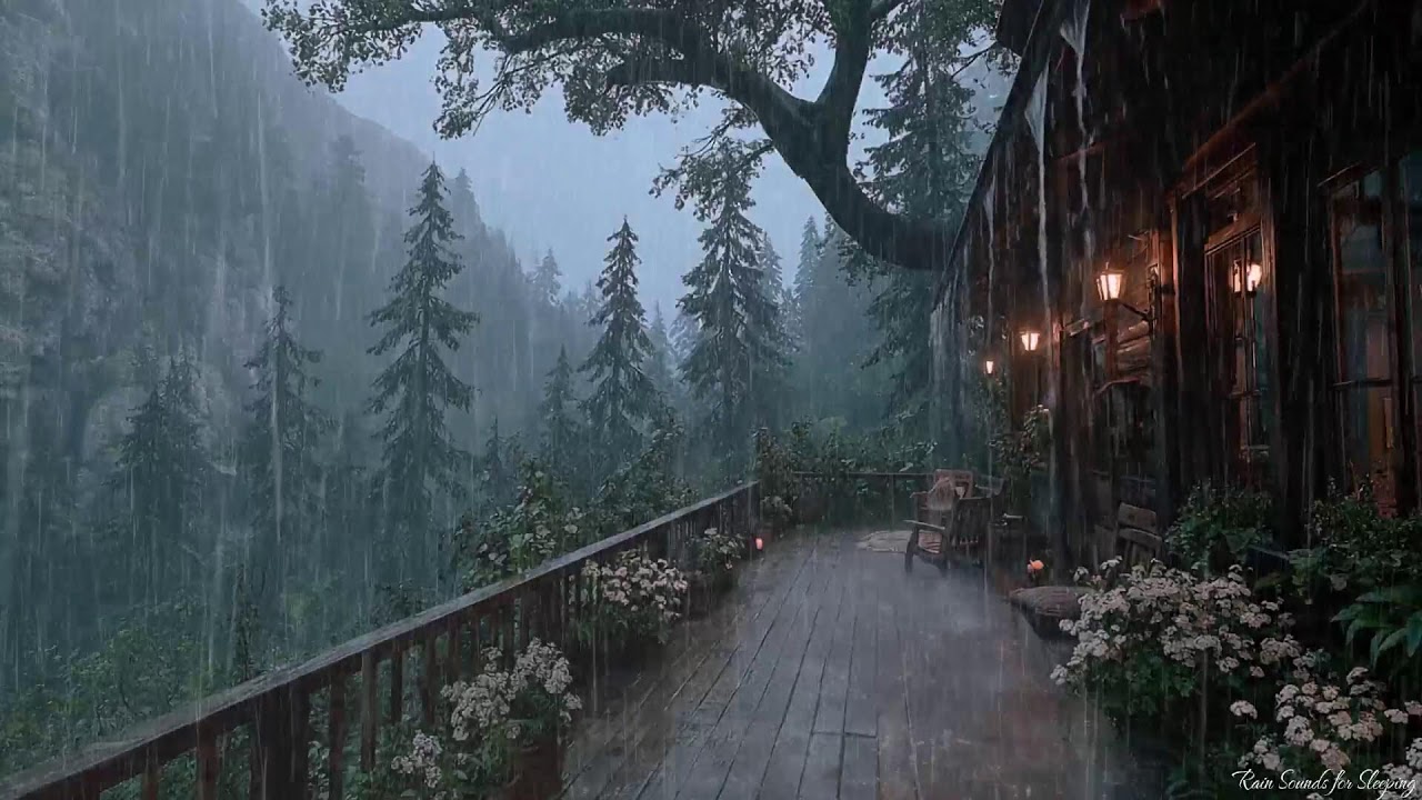 Сильный дождь с низкими громами 🌧 Белый шум для глубокого сна