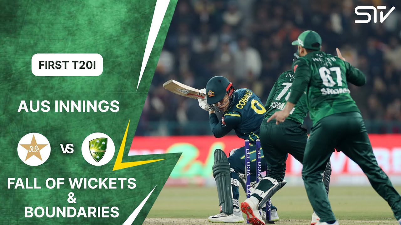 All Boundaries & FOW AUS Innings | Pakistan vs Australia | Match 01 | T20I Series 2026 | PCB | M9E1H