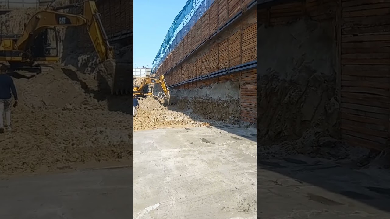 Soldier piles work Commercial bulding basement safety work in Shoring work