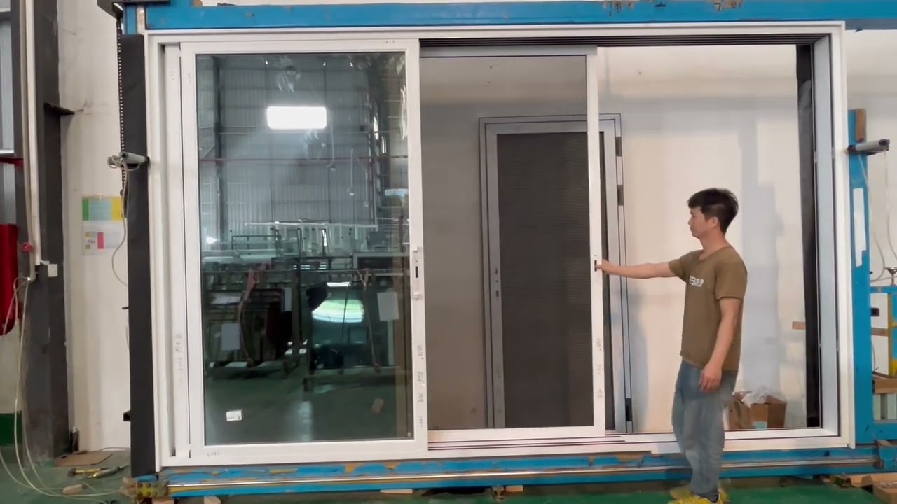 Sliding door with Thermal Break system/blue-grey star reflective glass