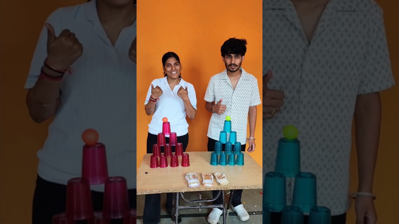 funny cup challenge game with friends 🤣 #trending #shorts #games #funny #cupgame #ballgame