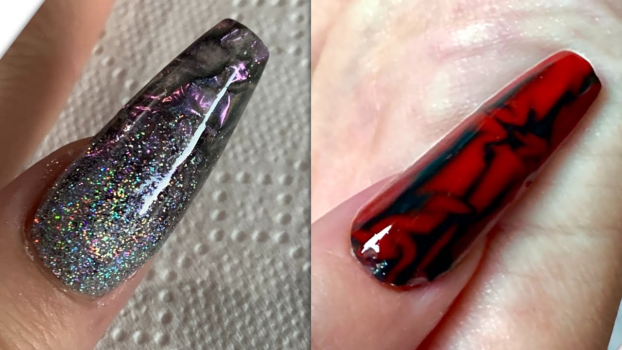 Plastic wrap nails ❤️ cling film nail art ❤️ cracked ice ❤️ 2020 summer nails ❤️ saran wrap nails ❤️