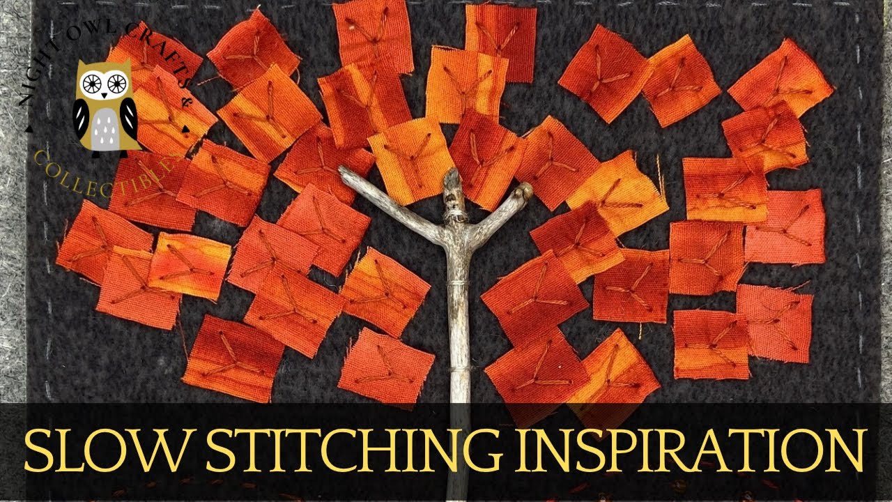 Медленное и осознанное шитьё 🍁 | Создаём осеннее дерево из лоскутков ткани и природных находок