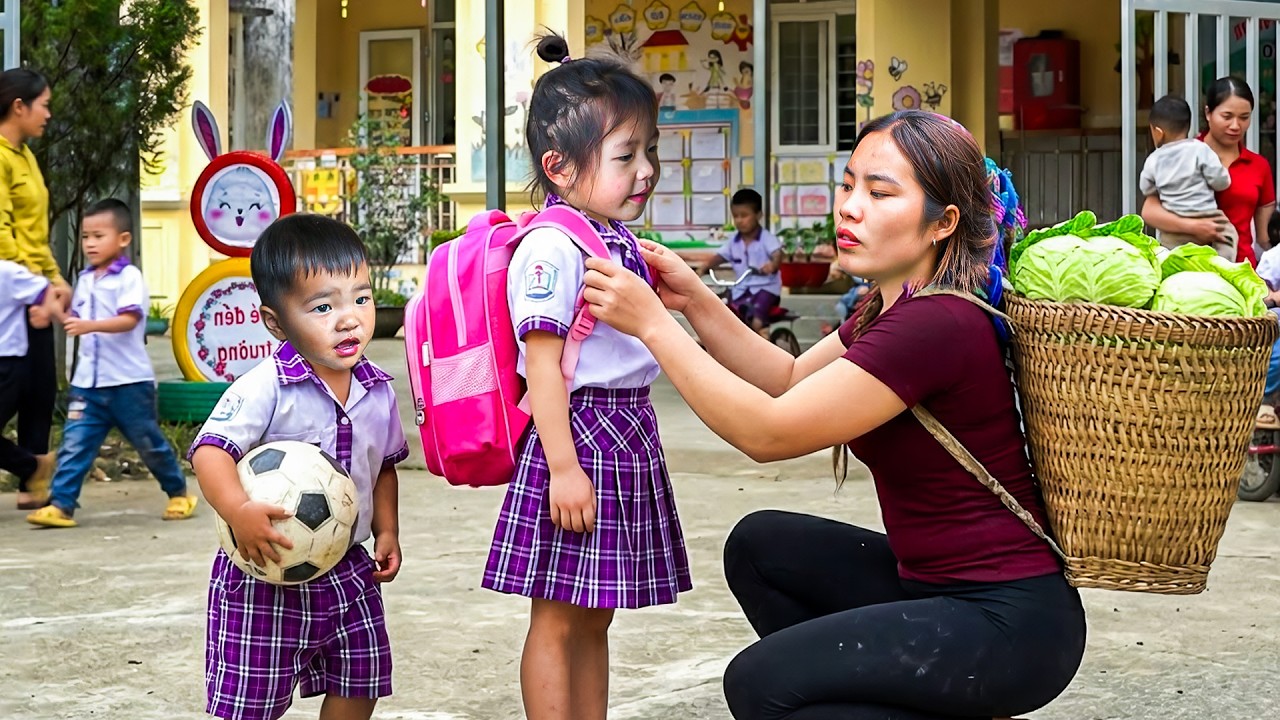 Taking My Daughter to School &ndash; Harvesting Cabbage and Dried Fish with My Son for Market Day