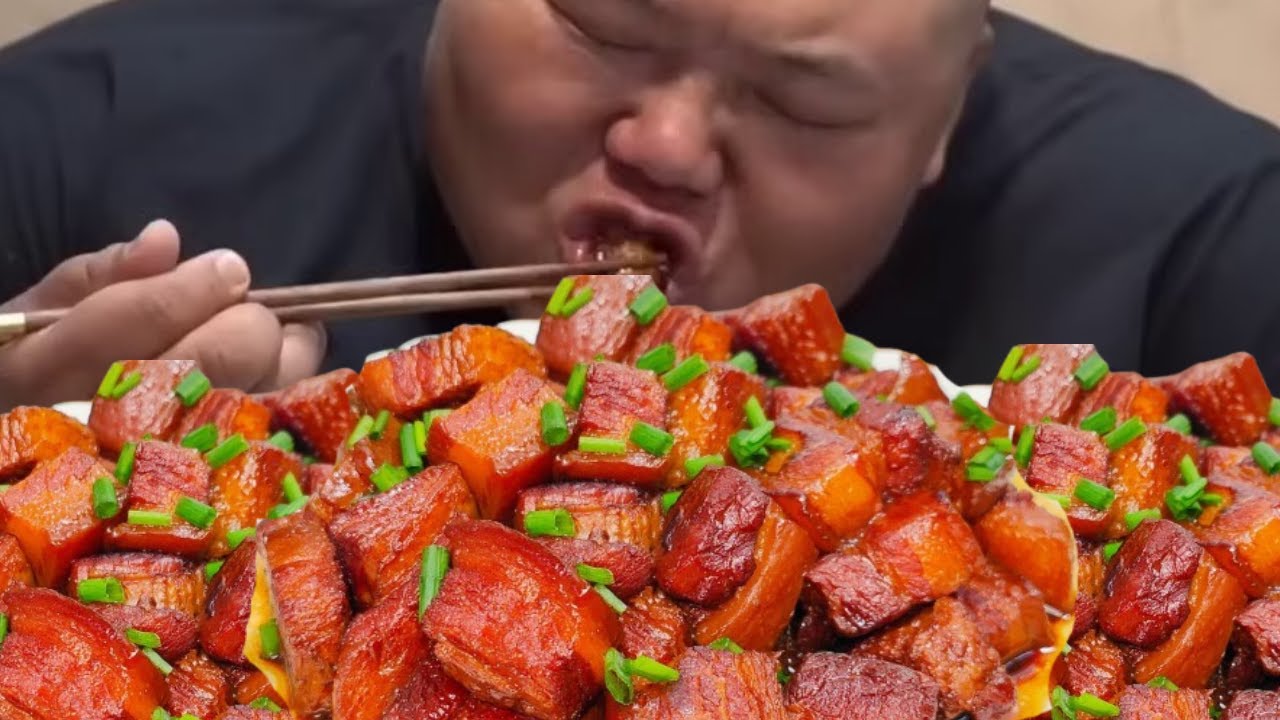 香到流口水！猴哥炖一锅五花肉红烧肉，肉香浓郁裹酱汁，配大葱吃绝了！【胖猴仔】