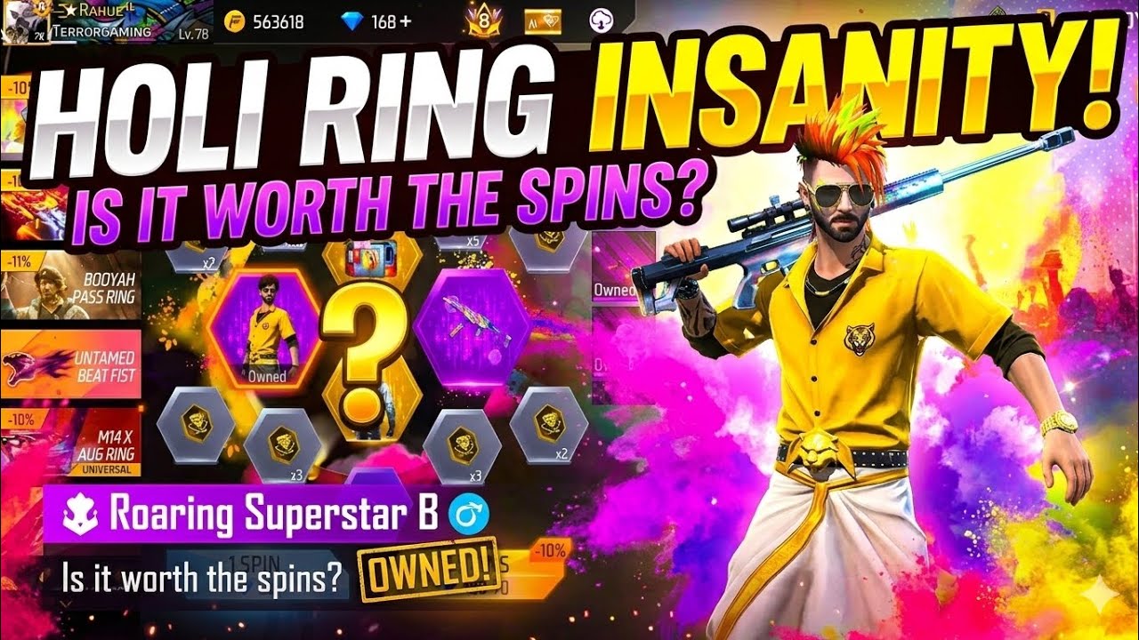 HOLI RING EVENT | FREE FIRE EVENT | UNIVERSAL RINGS EVENT | ROARING SUPERSTAR BUNDLE | FREE SPIN 
