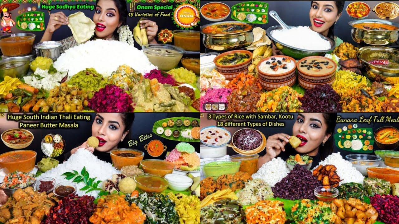 ASMR EATING TESTY SOUTH INDIAN THALI , LOTS OF FOOD CHALLENGE #asmr #mukbang 