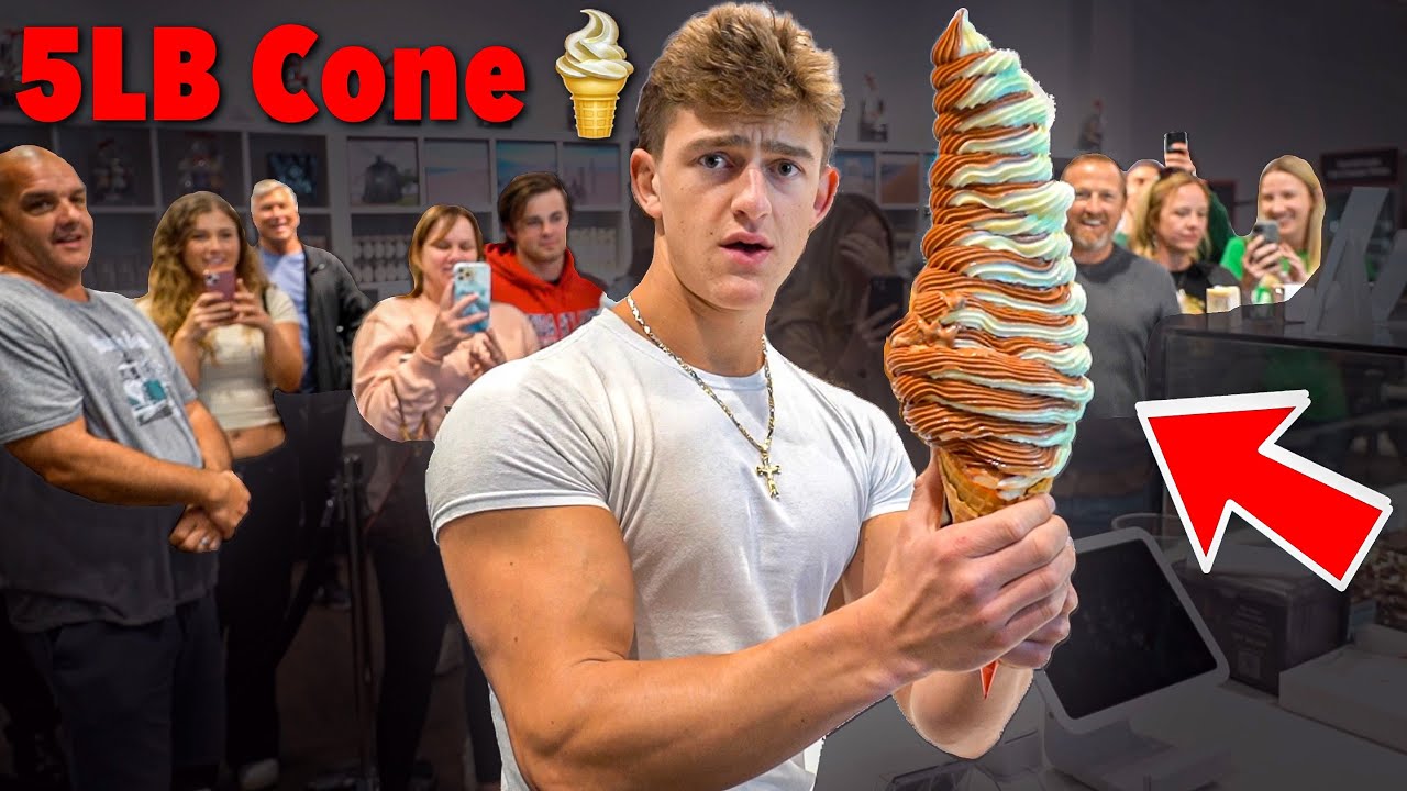 Eating World's Biggest Ice Cream Cone In 5 Minutes!
