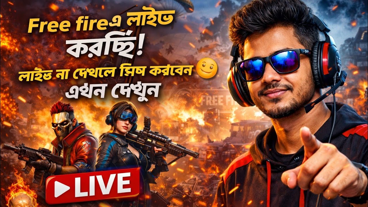 ফ্রী ফায়ারে এ লাইভ করছি না দেখলে মিস করবেন এখনি দেখুন লাইভ😉