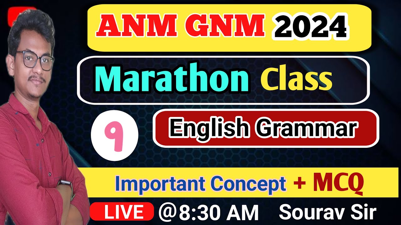 GNM ANM 2024 English Grammar Class | English Marathon Series | By Sourav Sir