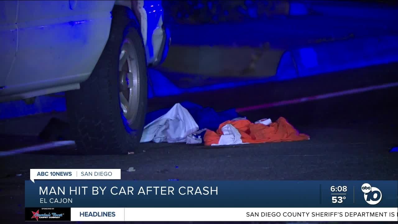 Man struck by car after vehicle crash in El Cajon