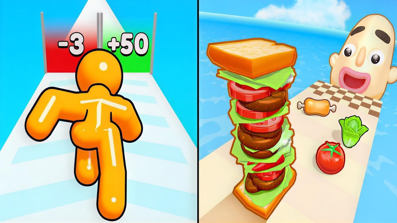 Tall Man Run vs Sandwich Runner - Max Levels Unlocked Speedrun Gameplay