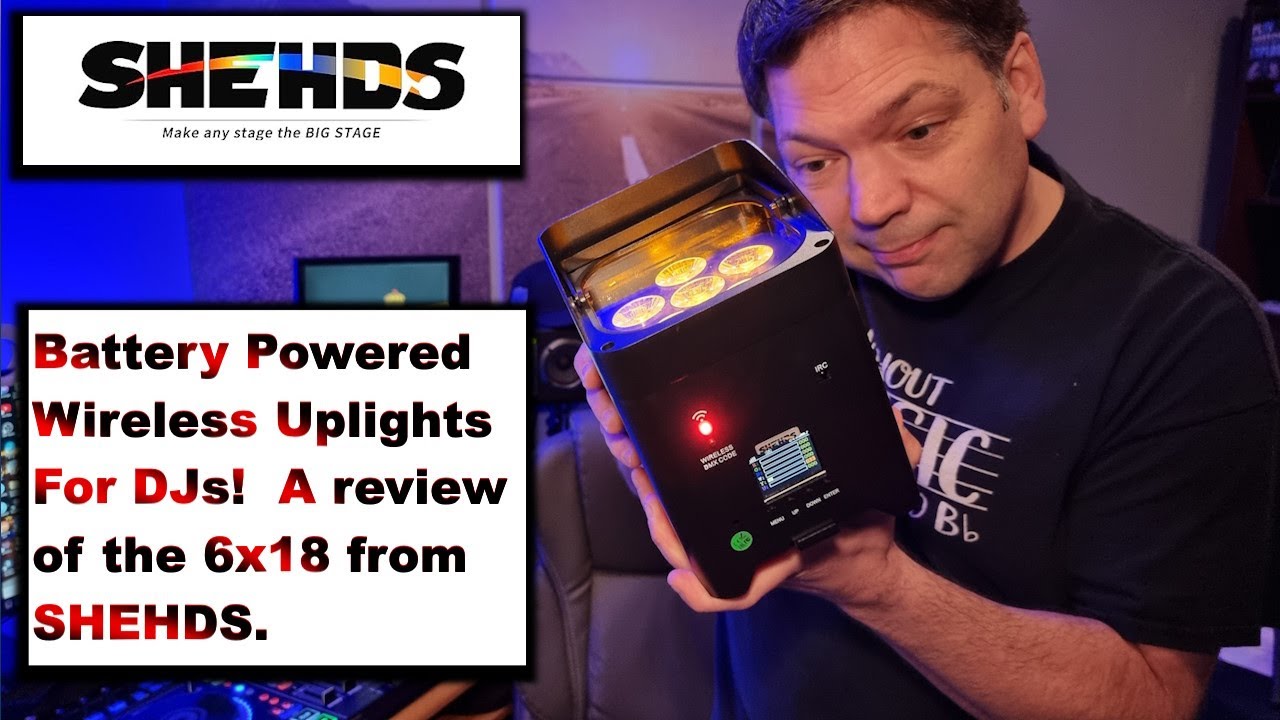 SHEHDS Rechargeable Par 6x18W 6in1 RGBAW+UV Battery Lighting Wireless Remote Control