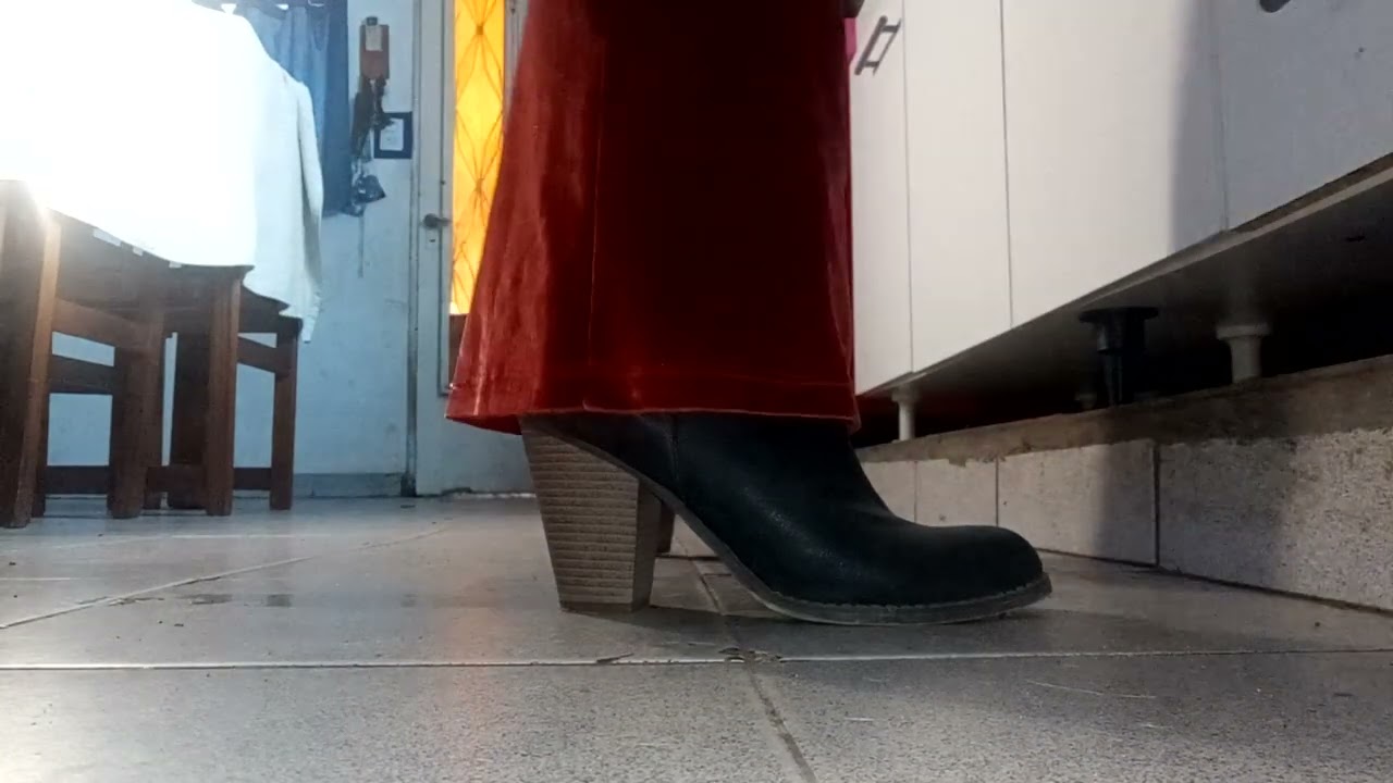 flare orande pants and new cowgirl boots tapping