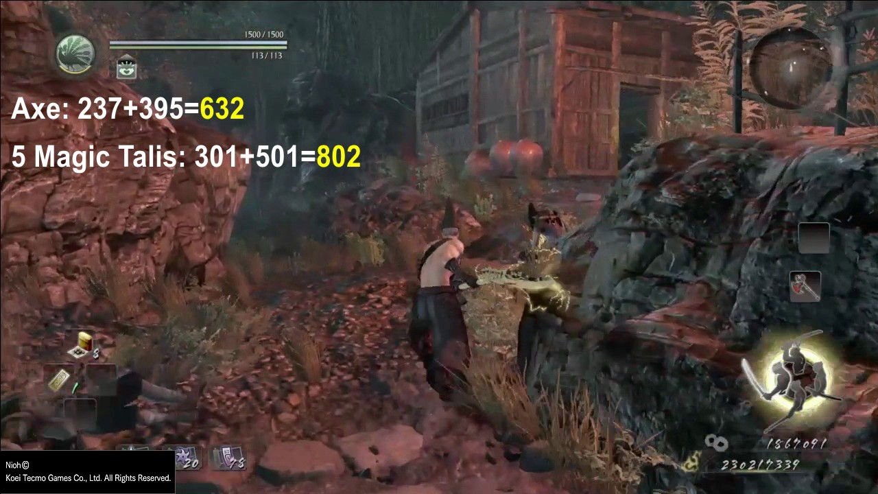 Nioh - Elemental Talisman Buff Damage + Genbu/Tengen Testing