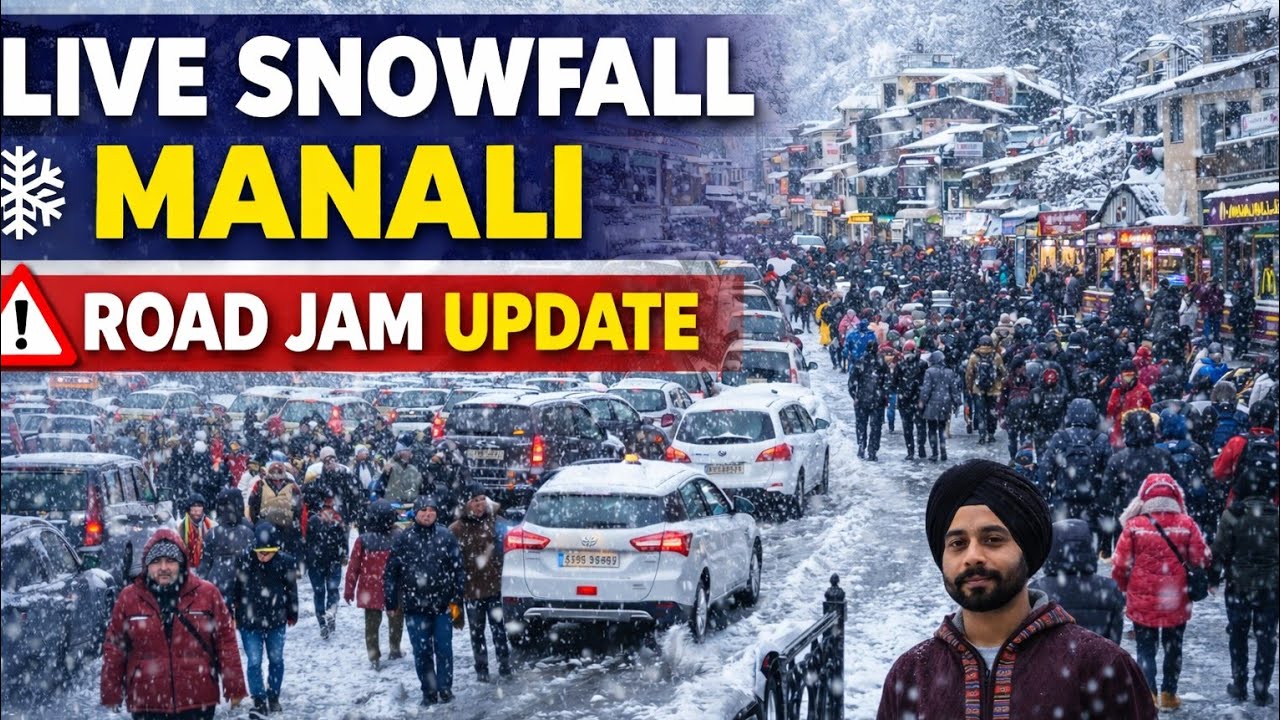 Live Snowfall in Manali ❄️ | Mall Road Traffic Jam | Manali Road Condition Today
