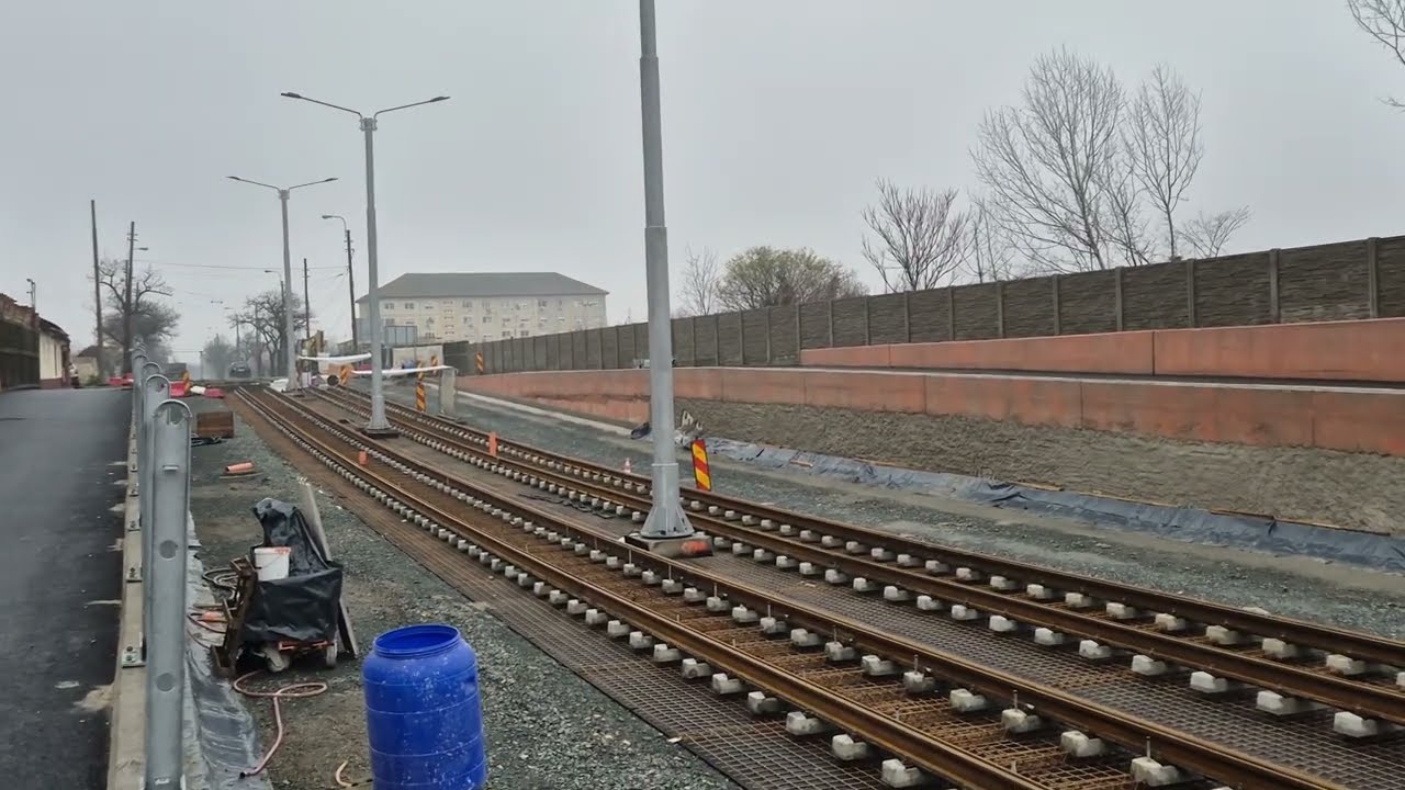 S-au montat primele linii de tramvai la Pasajul Solventul din Timișoara
