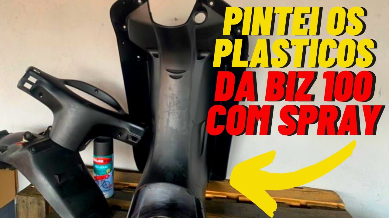 PINTURA DOS PLÁSTICOS DA BIZ 100CC DE PRETO FOSCO COM SPRAY .....  ( REFORMA EM ANDAMENTO ) ...