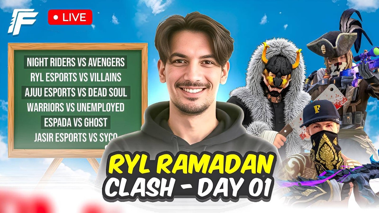 RYL Ramzan Clash Day 1 🔥 Free Fire LIVE Reaction Rooms | Full Action Night