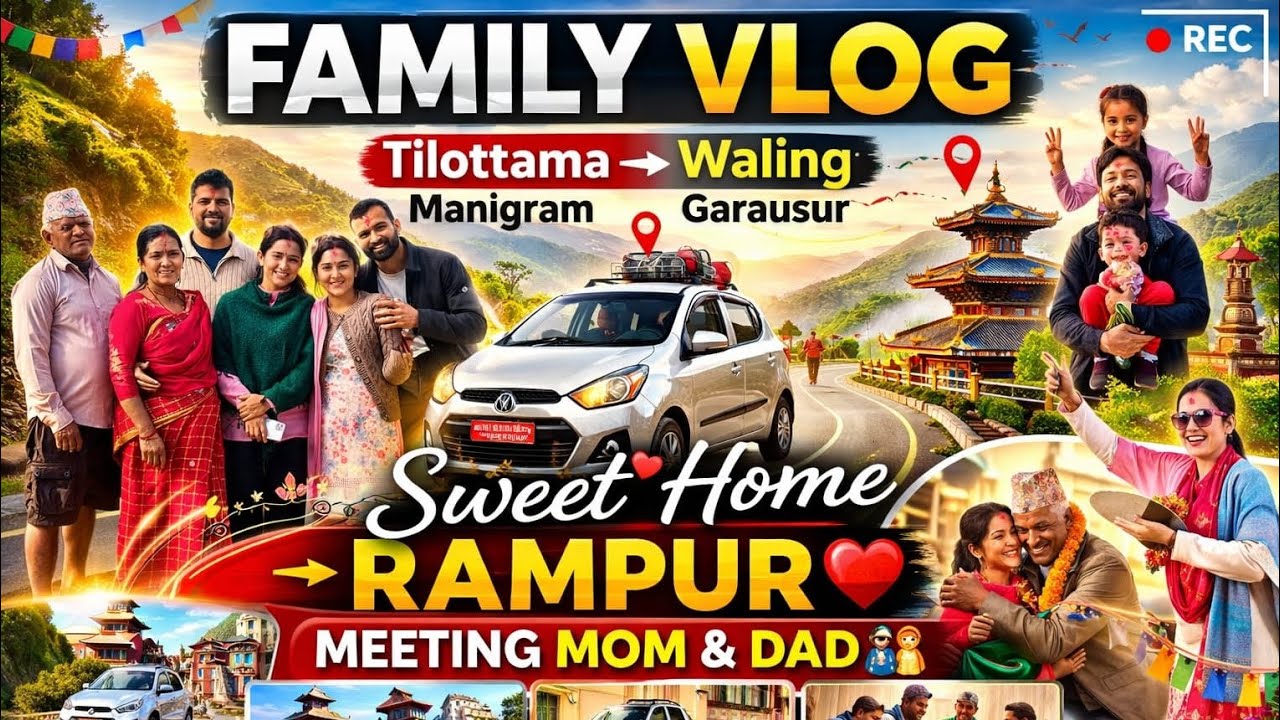 Family Trip From Tilottama, Manigram To Waling, Garausur #temple #tourism #nepal #vlog #fyp 