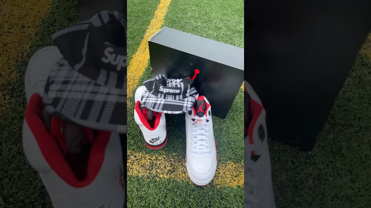 UNBOXING FIRE RED JORDAN V & SUPREME HAT #shorts #viral #jordan #supreme #capcut #atcq
