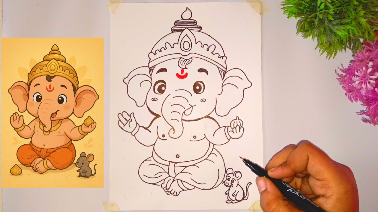 Ganesha Drawing Easy Step By Step || How To Draw lord Ganesha Drawing || Ganesha Drawing 