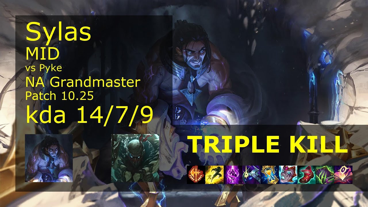 Sylas Mid vs Pyke - NA Grandmaster 14/7/9 Patch 10.25 Gameplay