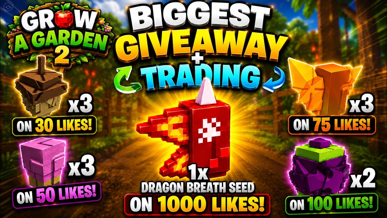 🔴 LIVE: BIGGEST Grow a Garden 2 GIVEAWAY! 🐉 Dragon Breath Seed at 1000 Likes | FREE Seeds!