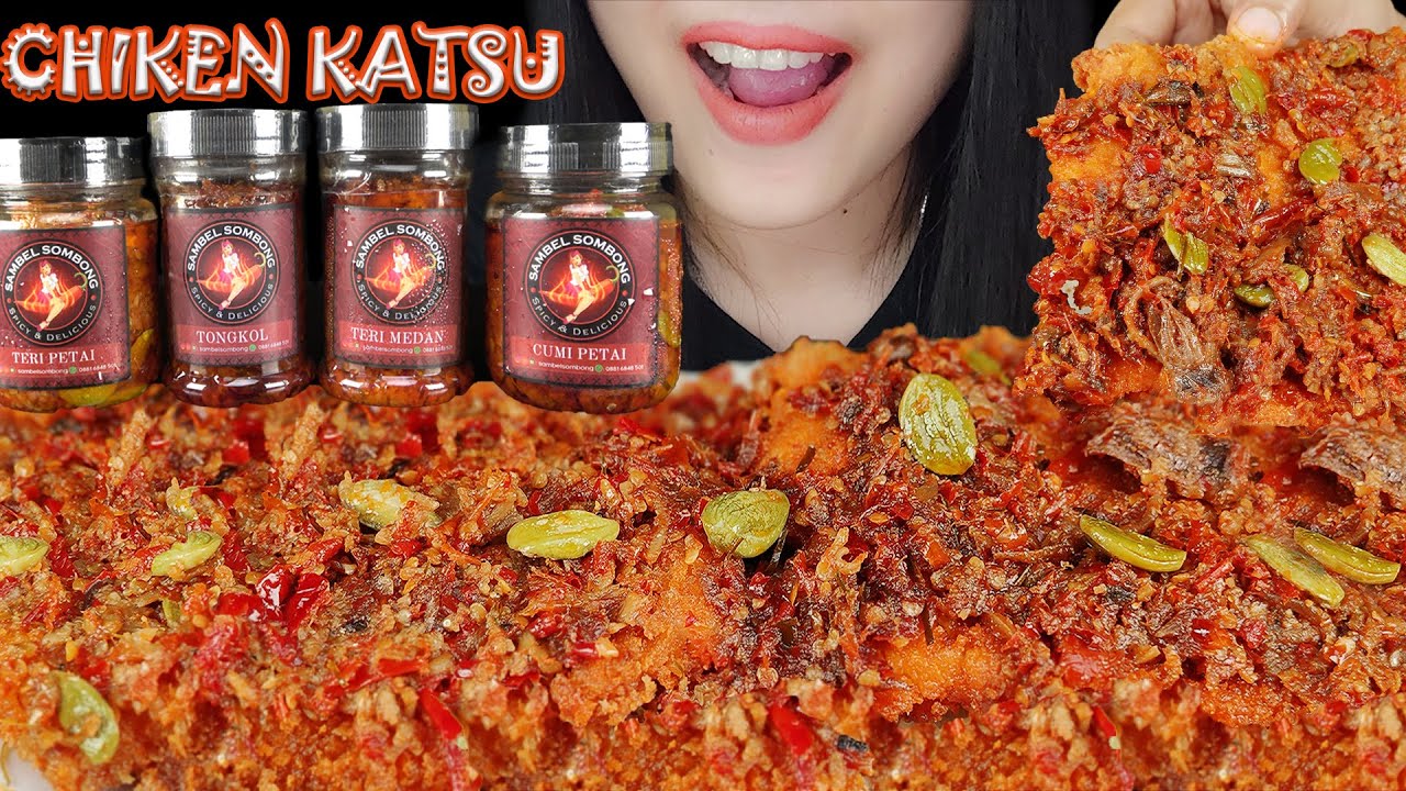 ASMR CHICKEN KATSU GEPREK SAMBAL TERI PETE, SAMBAL TONGKOL, SAMBAL CUMI PETE, SAMBAL TERI MEDAN
