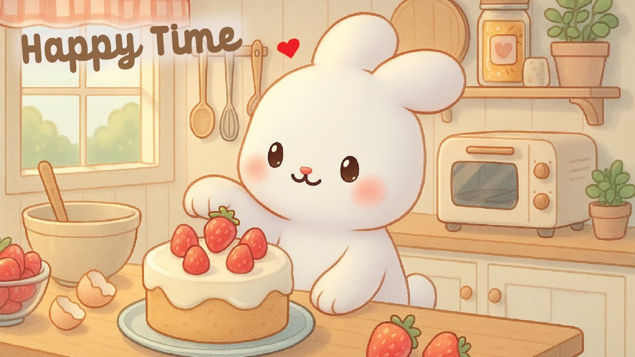 Happy Time Lofi 🍰🍓 4 Hour Cute Lofi Song 💕 cute & relaxing music 🌸 [Lofi Hip Hop]