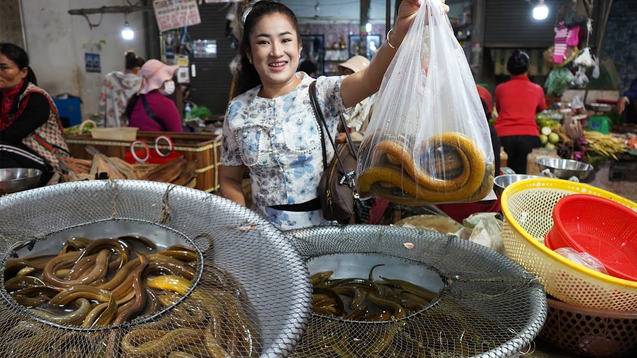 Market show : Yummy Eel fish cooking - Buy eel fish for my recipe