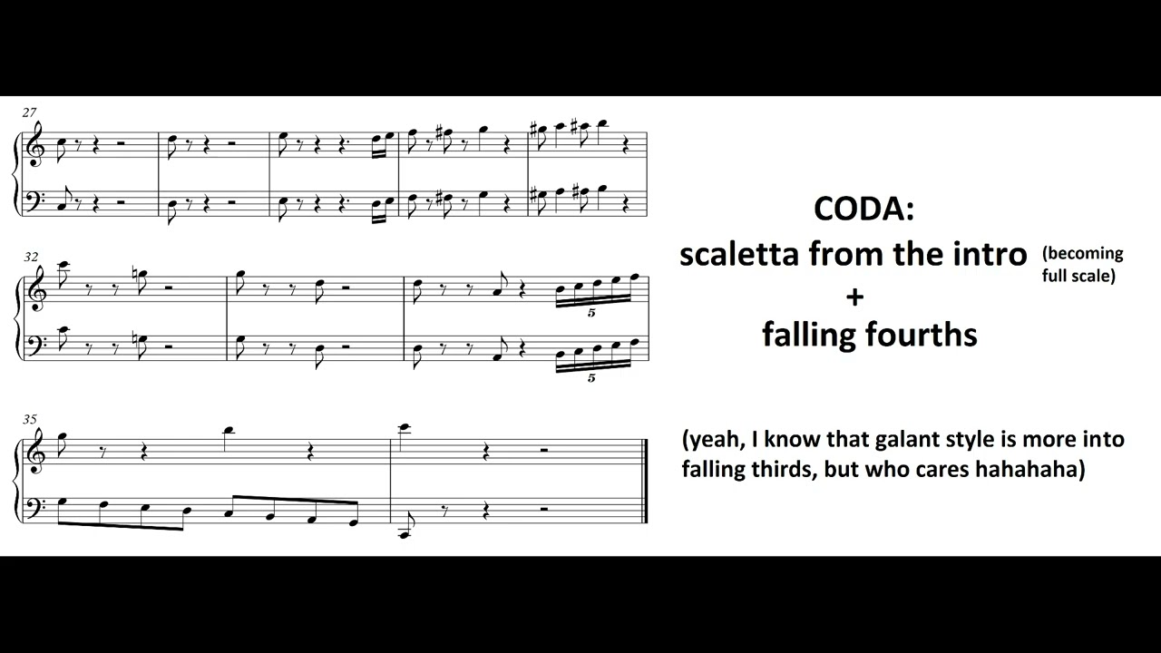 Using galant schemata to produce upbeat, dancy music - from piano sketch to full orchestral score