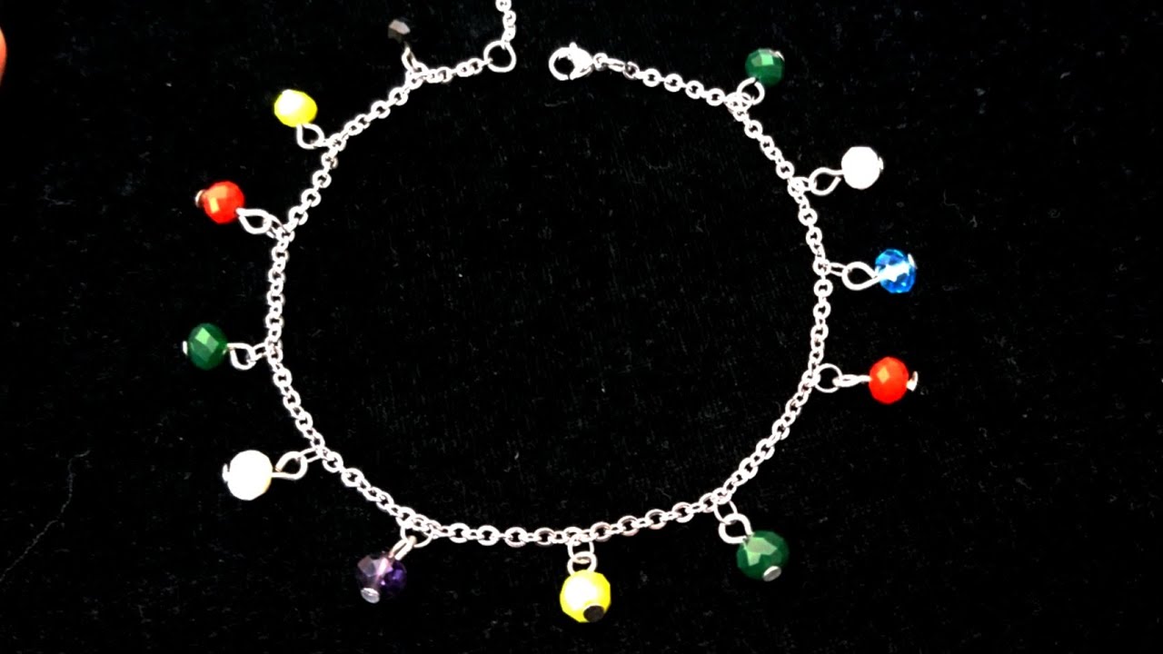 making simple chain Anklet - Diy Crystal Anklet