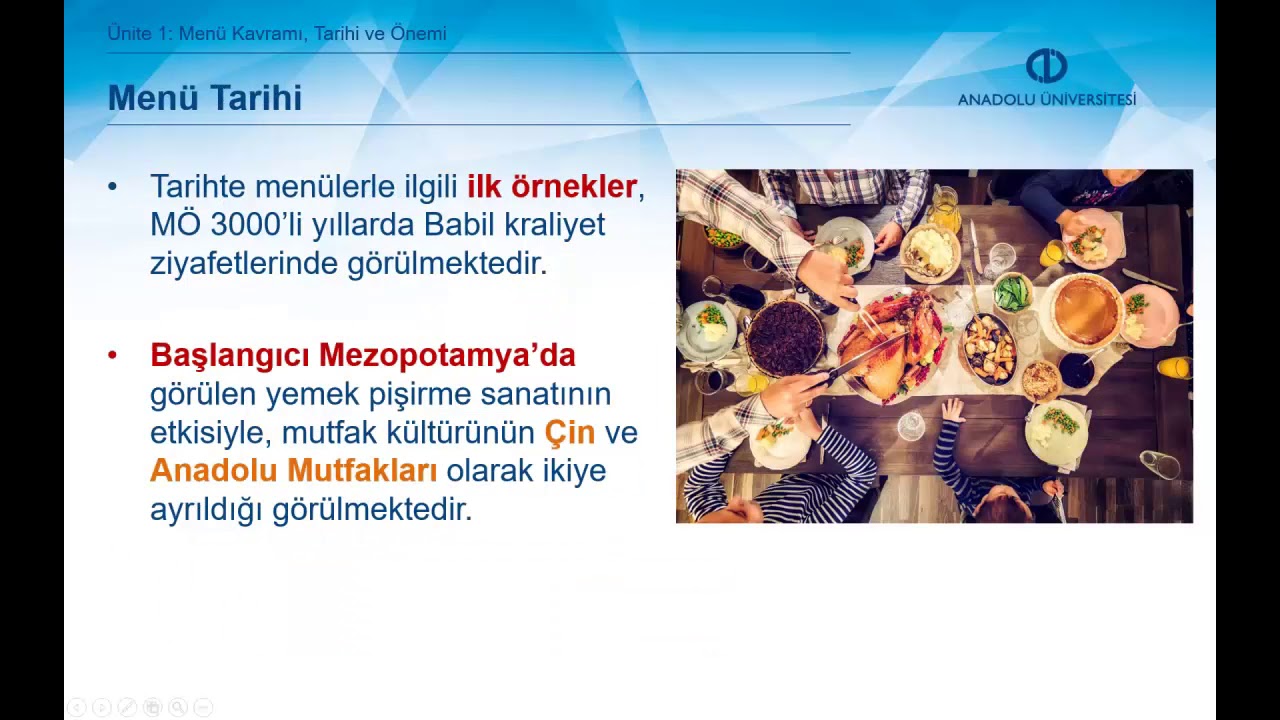 MENÜ YÖNETİMİ - Ünite1 Özet
